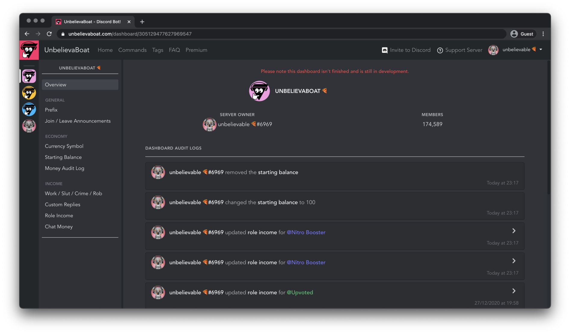 Dashboard Features