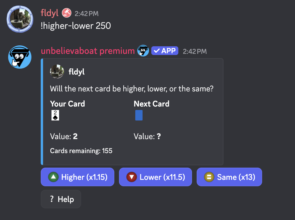 starting higher or lower game